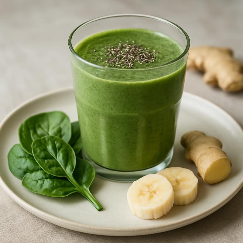 Smoothie épinards, banane et gingembre